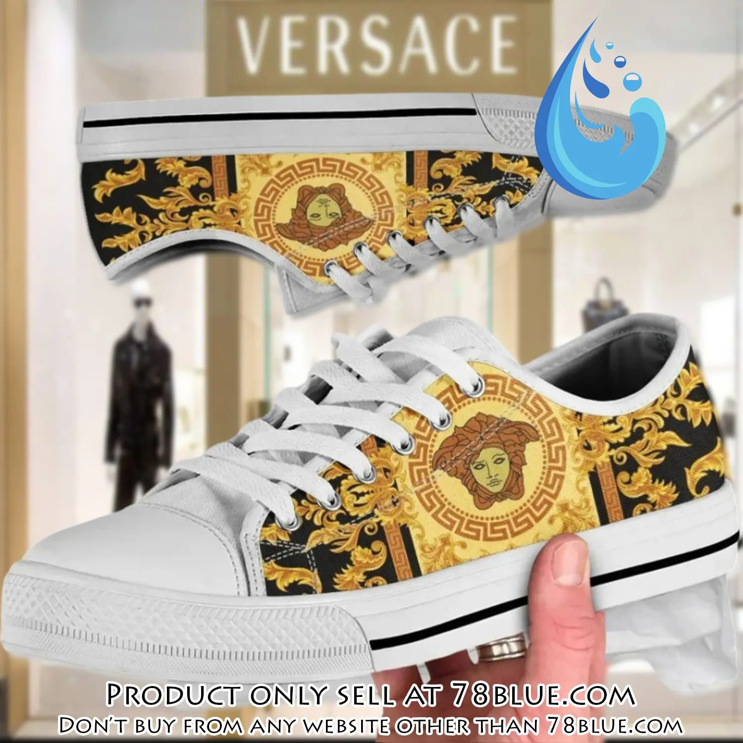 Versace golden medusa white low top canvas shoes luxury brand gifts for men women 78b0528249